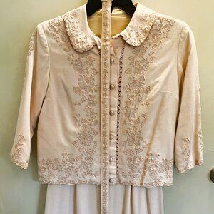 1940s Pale Pink Dress with Belt and Jacket